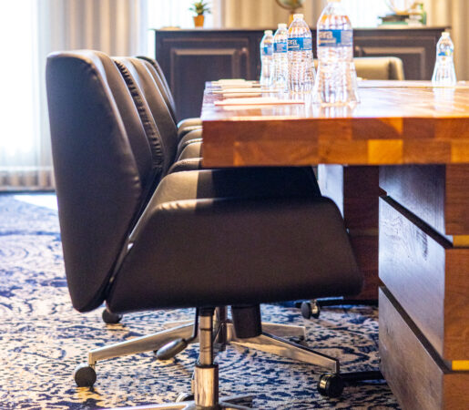 close up of meeting table with chairs