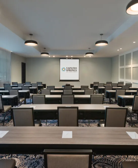 modern meeting room with tables and chairs