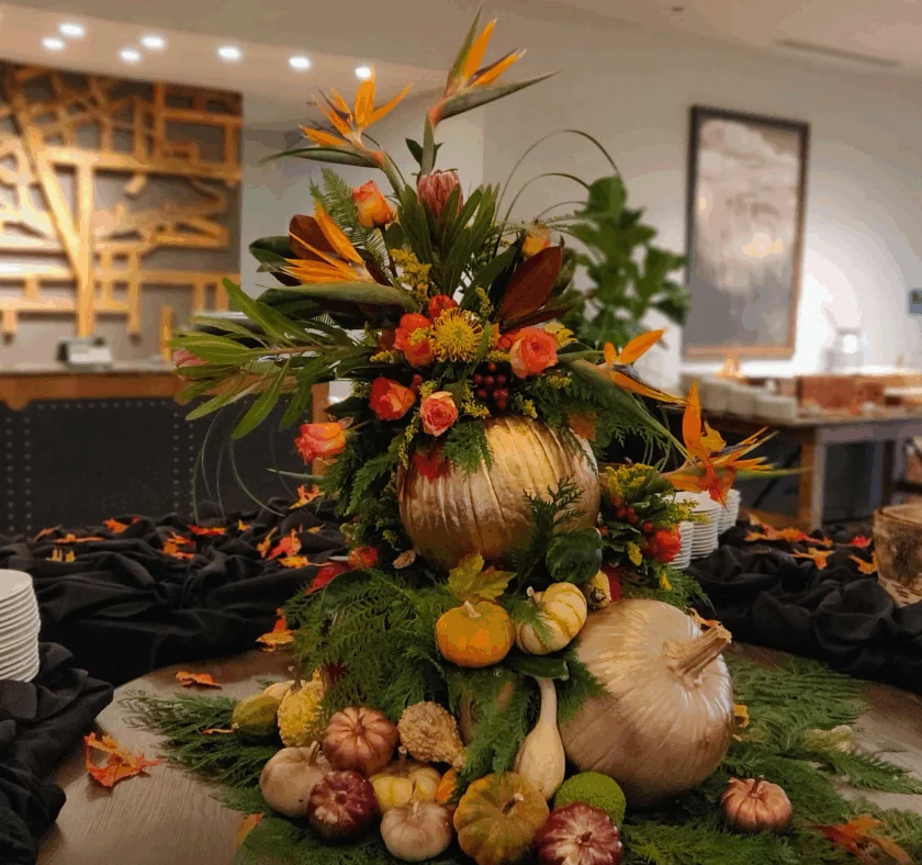 Thanksgiving Decor in hotel lobby