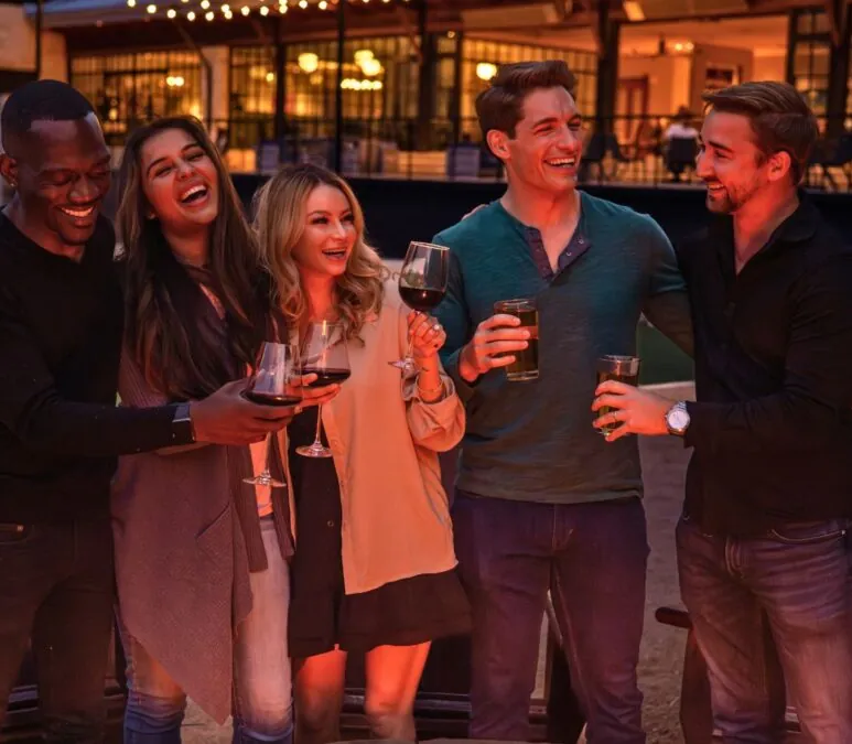 Group of people by firepit